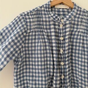 Linen blue gingham tunic